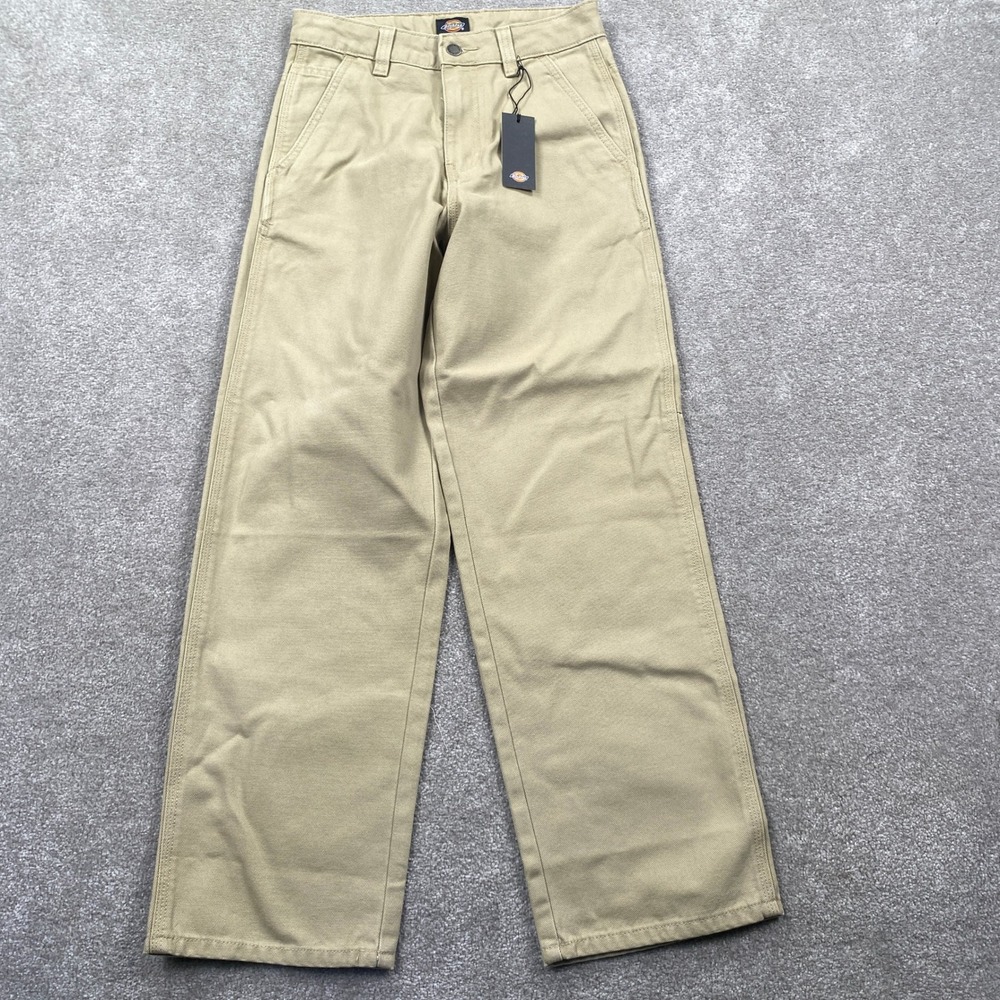 Dickies Relaxed Fit Work Pants Womens 4/RG Tan Canvas Wide Leg FPR05SDS
